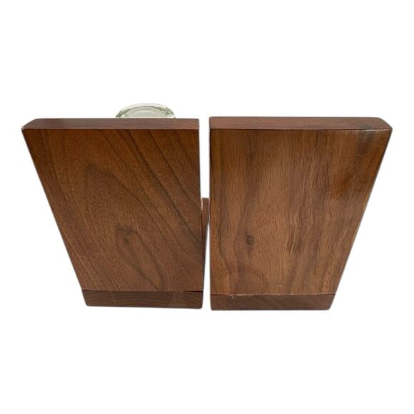 Clear Glass Insulator On Wood Bookends Very Heavy READ Vtg Lineman Electrician - Picture 8 of 14